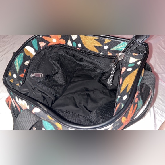 Fossil Key Per Tote Bag XL Floral Themed Canvas Bag Multi Use Cow Hide Hand Made - Picture 6 of 11